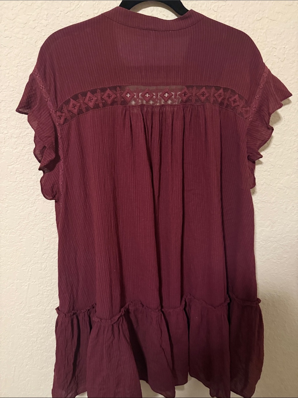 Free People Burgundy V-Neck Lace Panel Tunic dress xl - Picture 3 of 3